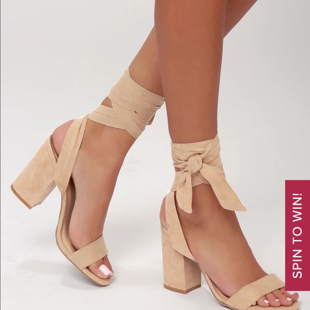 Lulus Wrap Around Nude Heels